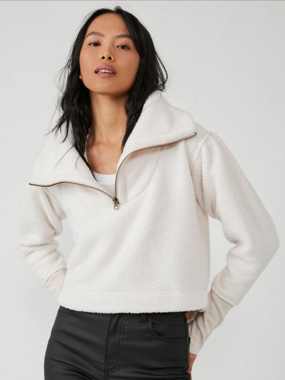 Free People Poppy Quarter Zip Pullover